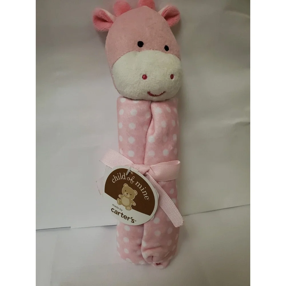 Carter's pink /‎ white polkadot security blanket Lovey Giraffe NWT